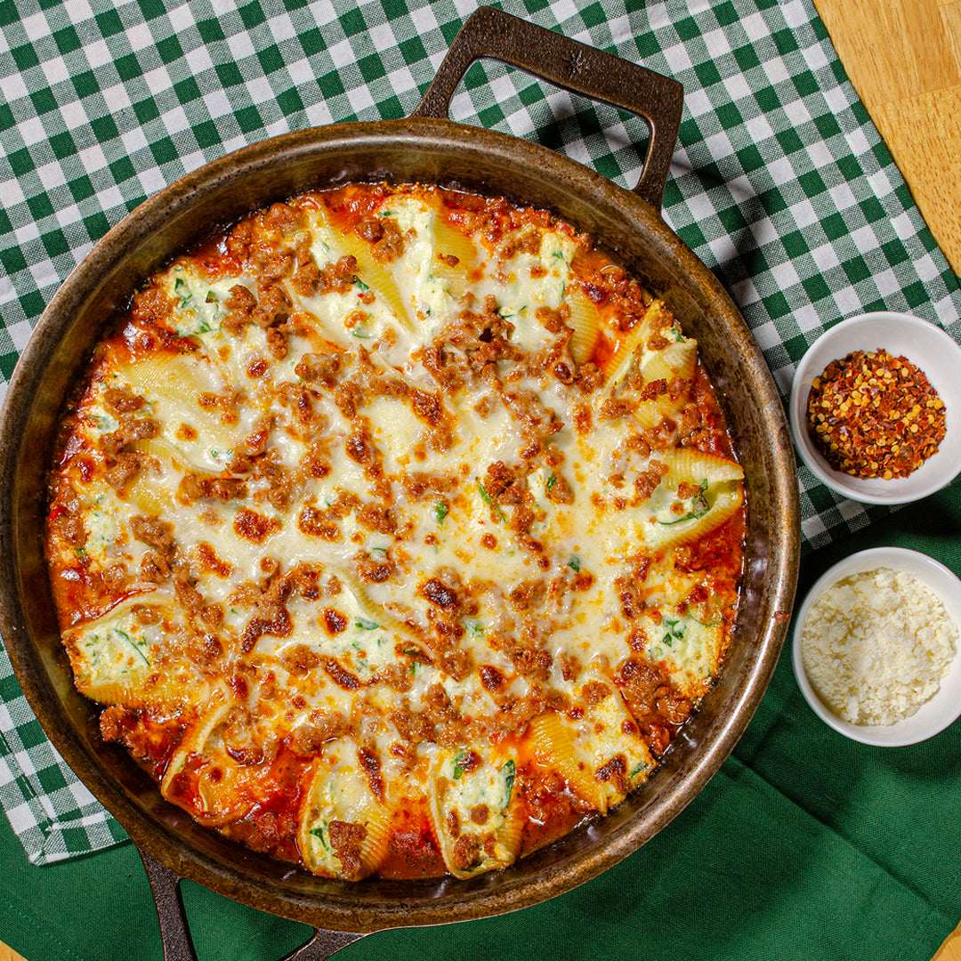 Skillet Stuffed Shells with Italian Sausage