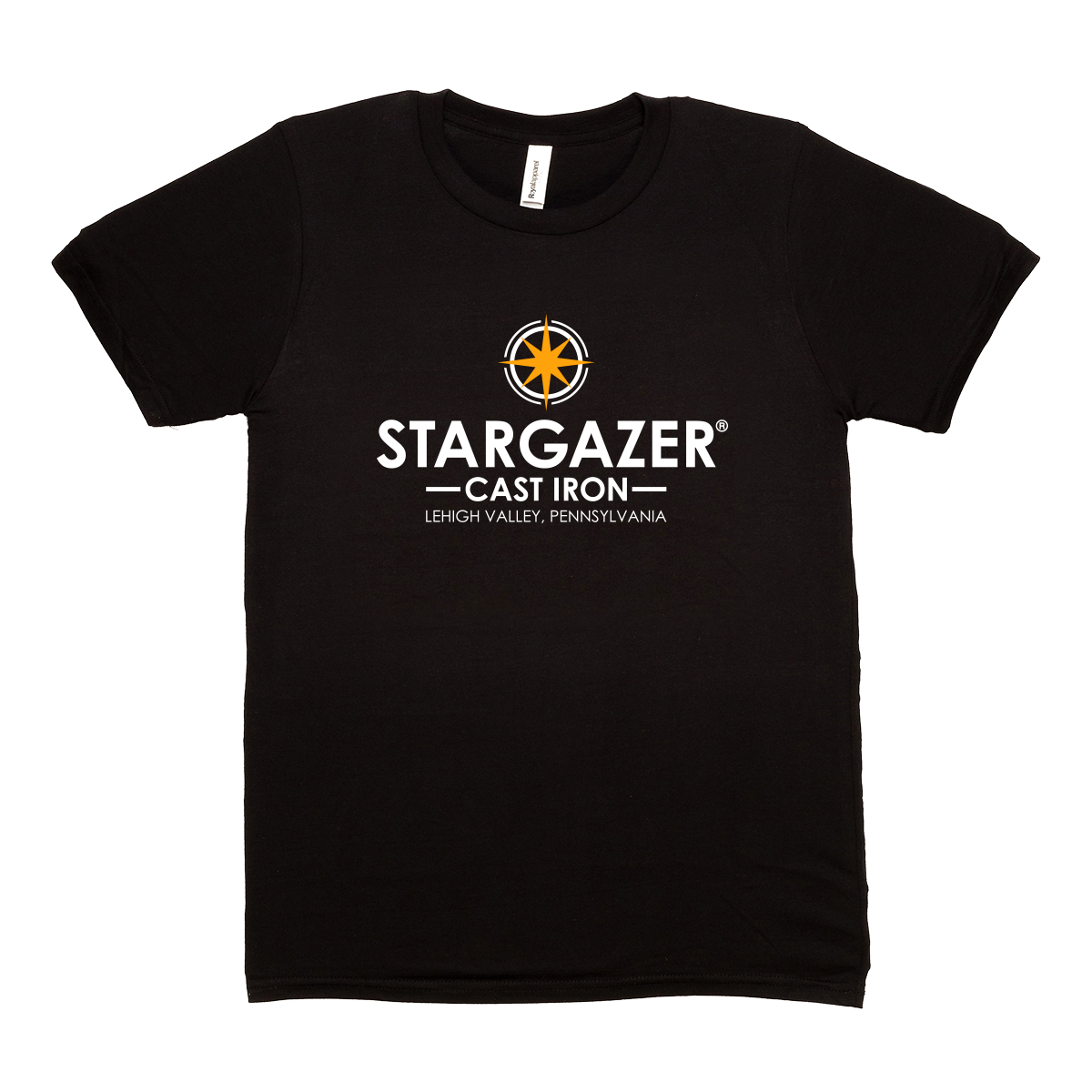 Stacked Logo T-Shirt - Black 100% cotton t-shirt featuring the Stargazer stacked logo.