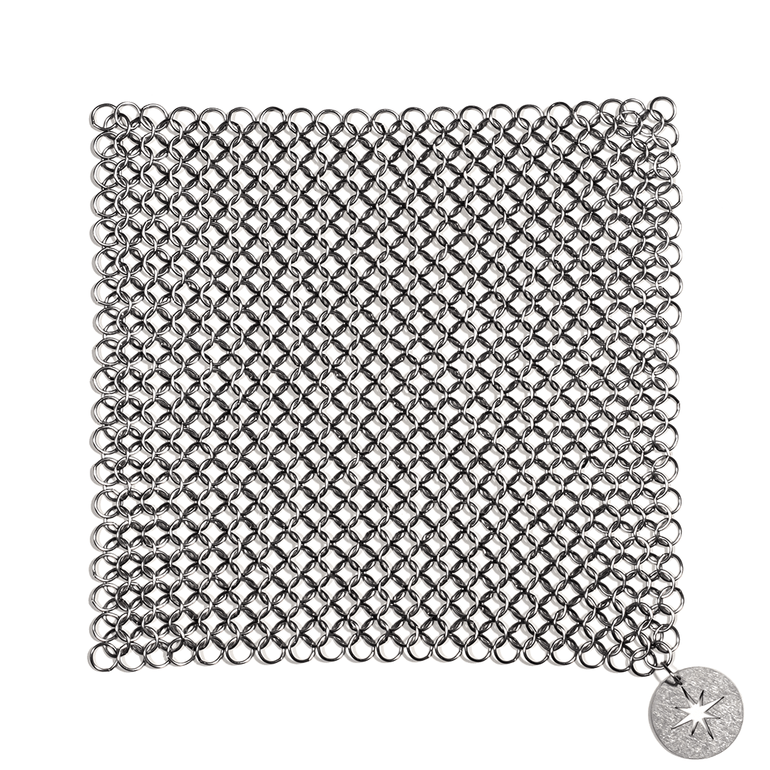 Stargazer chain mail scrubber - 304 stainless steel for cleaning cast iron cookware.